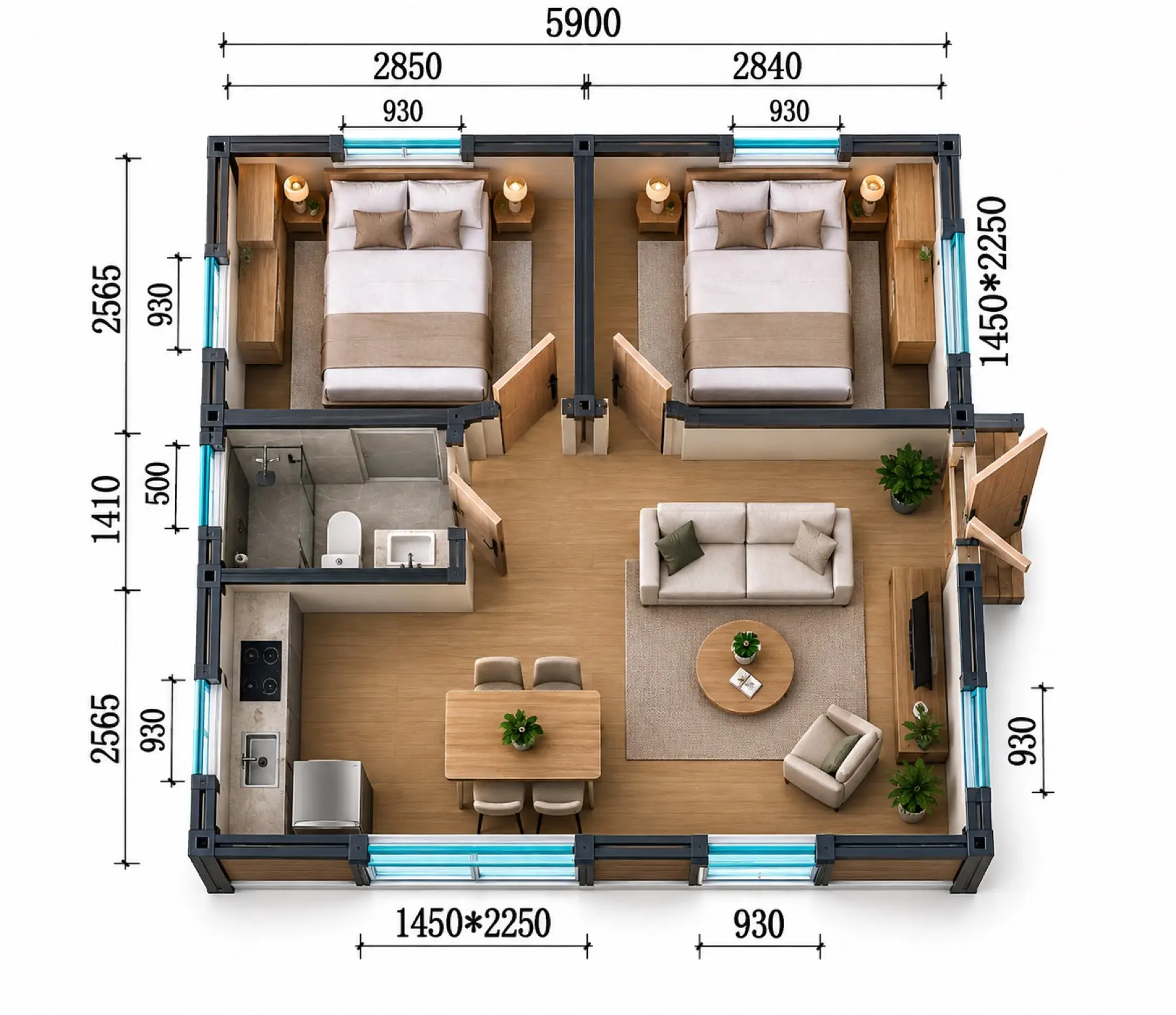 Value 38 m², κάτοψη: 2 υπνοδωμάτια